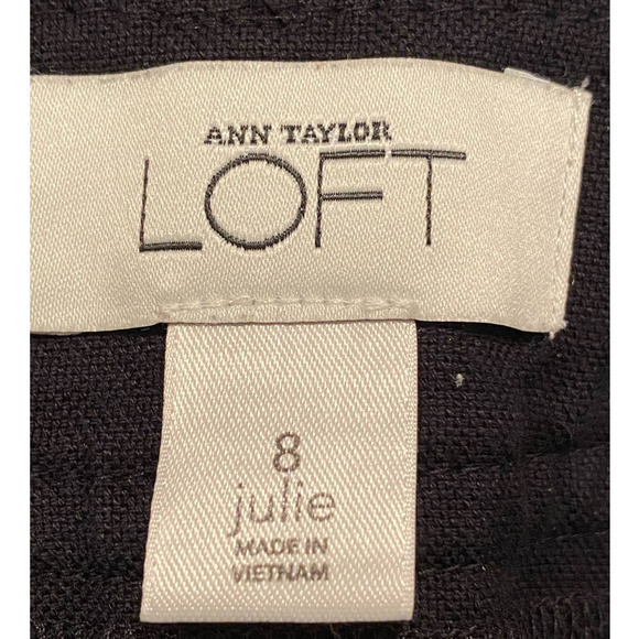Ann Taylor Loft Black Julie Ankle Cropped‎ Straight Leg Pants Cuffed Size 8 - Picture 9 of 10
